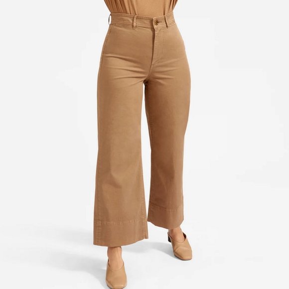 Everlane Pants - Everlane Wide-Leg Cropped Chino in Dark Khaki, Size 6
